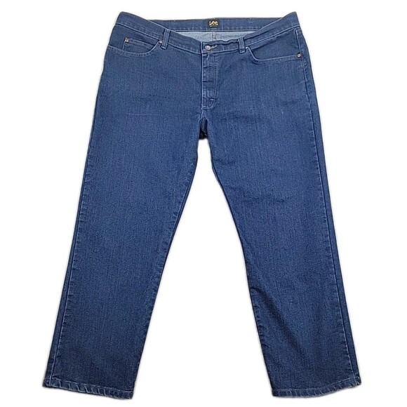 Lee Regular Fit Mens Jeans Size 42x30 Dark Blue Soft Denim - Picture 1 of 11